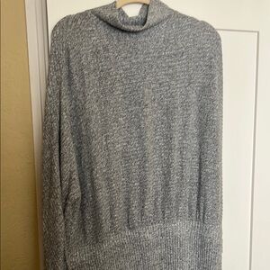 Like New. Anthropologie Gray Cowl Neck Sweater Dress with Ribbed Cuffs